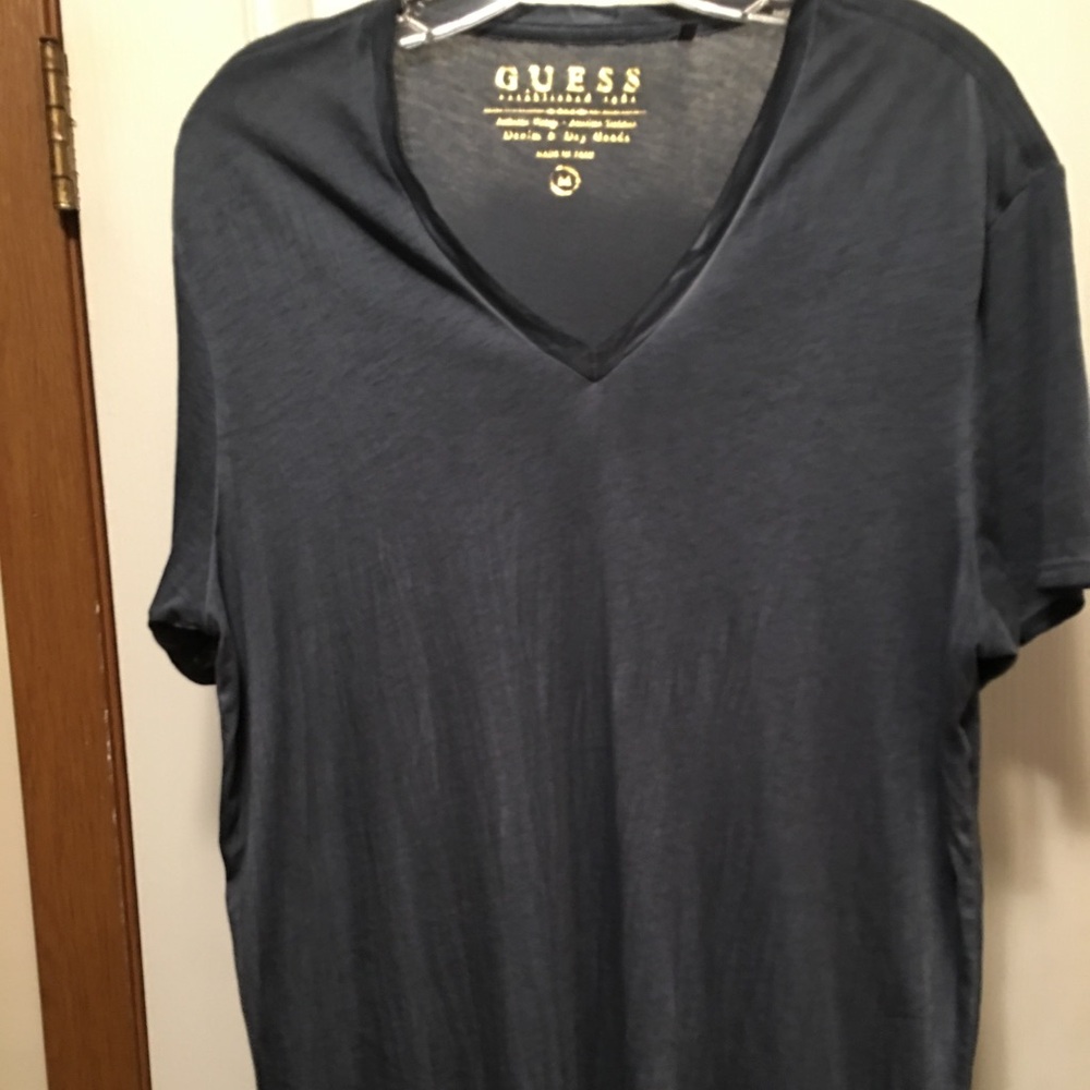 GUESS Men’s V-Neck Short Sleeve Shirt - Slate Blue